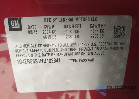 2017 Buick Lacrosse Premium from USA, damaged, VIN 1G4ZR5SS1HU132841